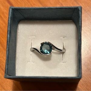 Sterling Dainty Aquamarine Ring, 6